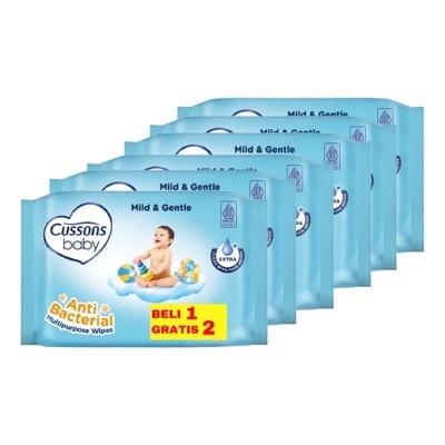 Cussons [Twinpack] Cussons Baby Wipes Mild & Gentle 45'S X 3