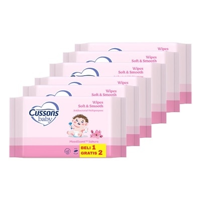 CUSSONS [Twinpack] Cussons Baby Wipes Soft & Smooth 45'S X 3