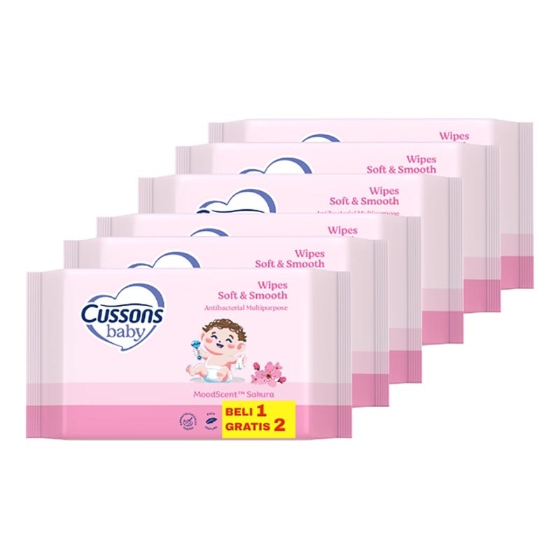 [Twinpack] Cussons Baby Wipes Soft & Smooth 45'S X 3