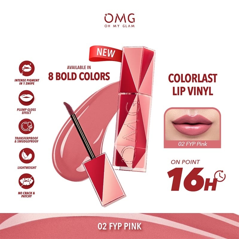 OMG Oh My Glam Colorlast Lip Vinyl 02 FYP Pink