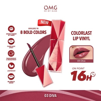 OMG, OMG Oh My Glam Colorlast Lip Vinyl 03 Diva | Watsons Indonesia