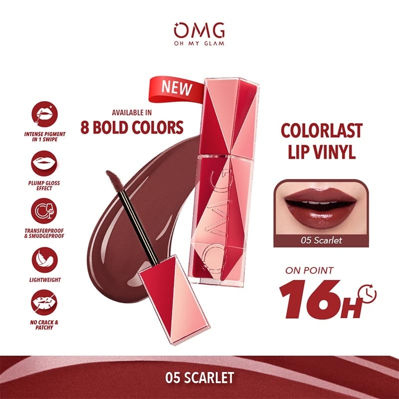 OMG Oh My Glam Colorlast Lip Vinyl 05 Scarlet