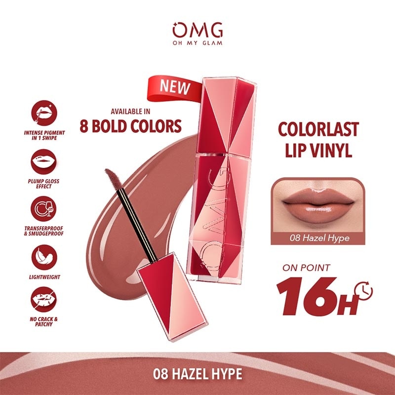 OMG Oh My Glam Colorlast Lip Vinyl 08 Hazel Hype