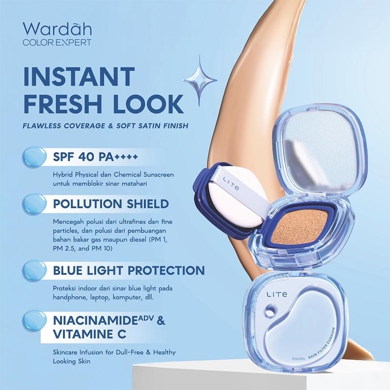 Wardah Lite Skin Filter Cushion 01 Fair 11g