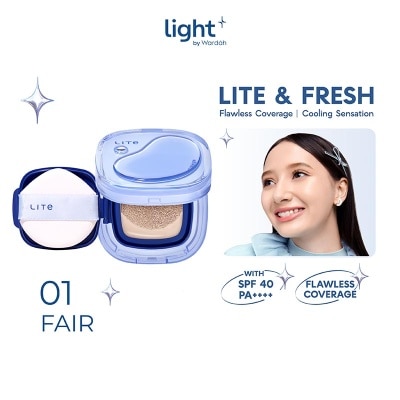 WARDAH Lite Skin Filter Cushion 01 Fair 11g - MakeUp Ringan - Tahan 8 Jam - Flawless Coverage - Glad-Setting - BB Cream - Soft Satin and Glow - Lightening - LightPlus