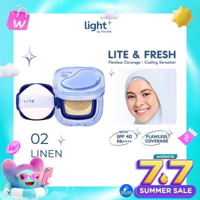 LIGHT+ - Lite Skin Filter Cushion 02 Linen 11g - MakeUp Ringan - Tahan 8 Jam - Flawless Coverage - Glad-Setting - BB Cream - Soft Satin and Glow - Lightening - LightPlus