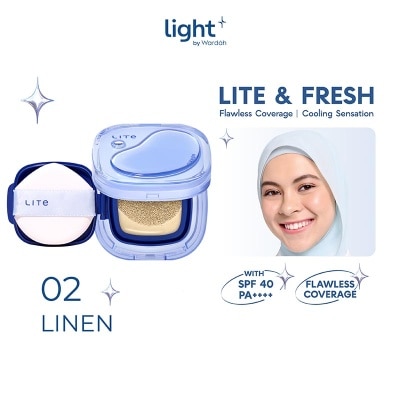 WARDAH Lite Skin Filter Cushion 02 Linen 11g - MakeUp Ringan - Tahan 8 Jam - Flawless Coverage - Glad-Setting - BB Cream - Soft Satin and Glow - Lightening - LightPlus