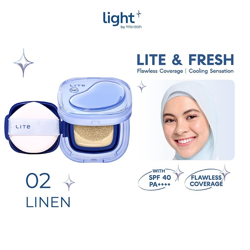 Lite Skin Filter Cushion 02 Linen 11g - MakeUp Ringan - Tahan 8 Jam - Flawless Coverage - Glad-Setting - BB Cream - Soft Satin and Glow - Lightening - LightPlus