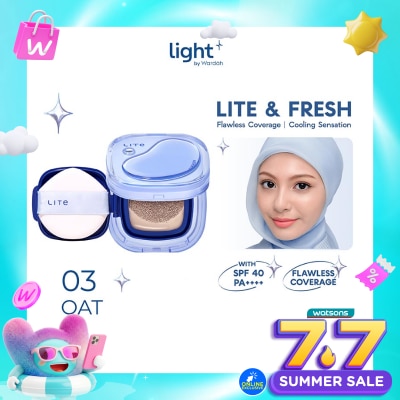 LIGHT+ - Lite Skin Filter Cushion 03 Oat 11g - MakeUp Ringan - Tahan 8 Jam - Flawless Coverage - Glad-Setting - BB Cream - Soft Satin and Glow - Lightening - LightPlus