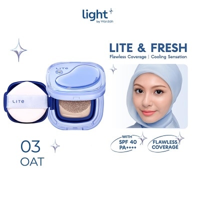 WARDAH Lite Skin Filter Cushion 03 Oat 11g - MakeUp Ringan - Tahan 8 Jam - Flawless Coverage - Glad-Setting - BB Cream - Soft Satin and Glow - Lightening - LightPlus