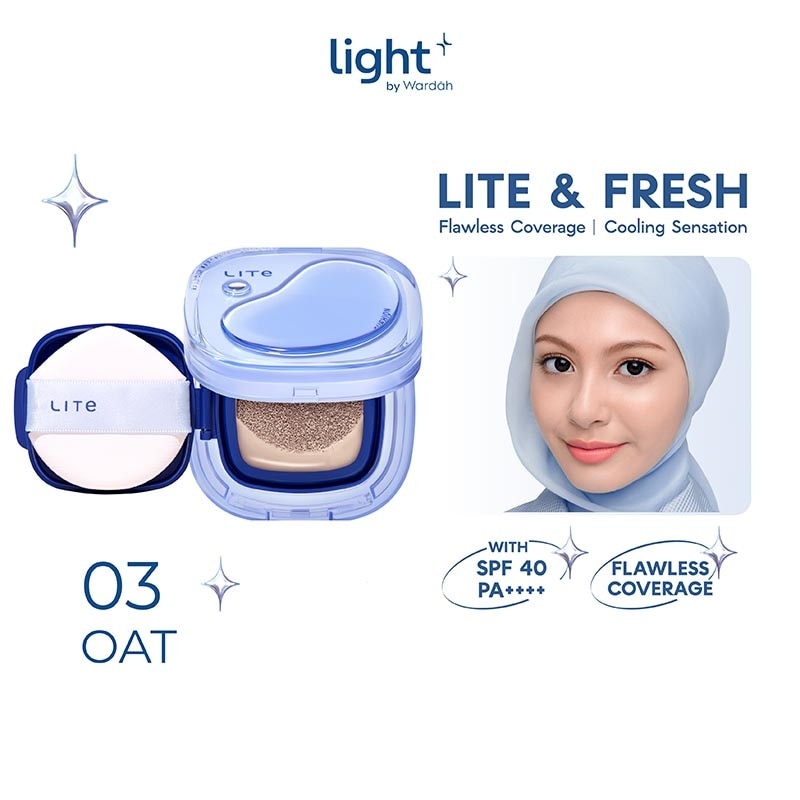 Lite Skin Filter Cushion 03 Oat 11g - MakeUp Ringan - Tahan 8 Jam - Flawless Coverage - Glad-Setting - BB Cream - Soft Satin and Glow - Lightening - LightPlus
