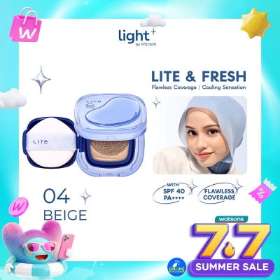LIGHT+ - Lite Skin Filter Cushion 04 Beige 11g - MakeUp Ringan - Tahan 8 Jam - Flawless Coverage - Glad-Setting - BB Cream - Soft Satin and Glow - Lightening - LightPlus