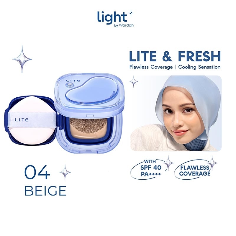 Lite Skin Filter Cushion 04 Beige 11g - MakeUp Ringan - Tahan 8 Jam - Flawless Coverage - Glad-Setting - BB Cream - Soft Satin and Glow - Lightening - LightPlus