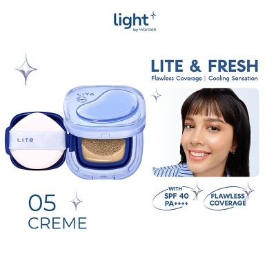 WARDAH Lite Skin Filter Cushion 05 Crème 11g - MakeUp Ringan - Tahan 8 Jam - Flawless Coverage - Glad-Setting - BB Cream - Soft Satin and Glow - Lightening - LightPlus