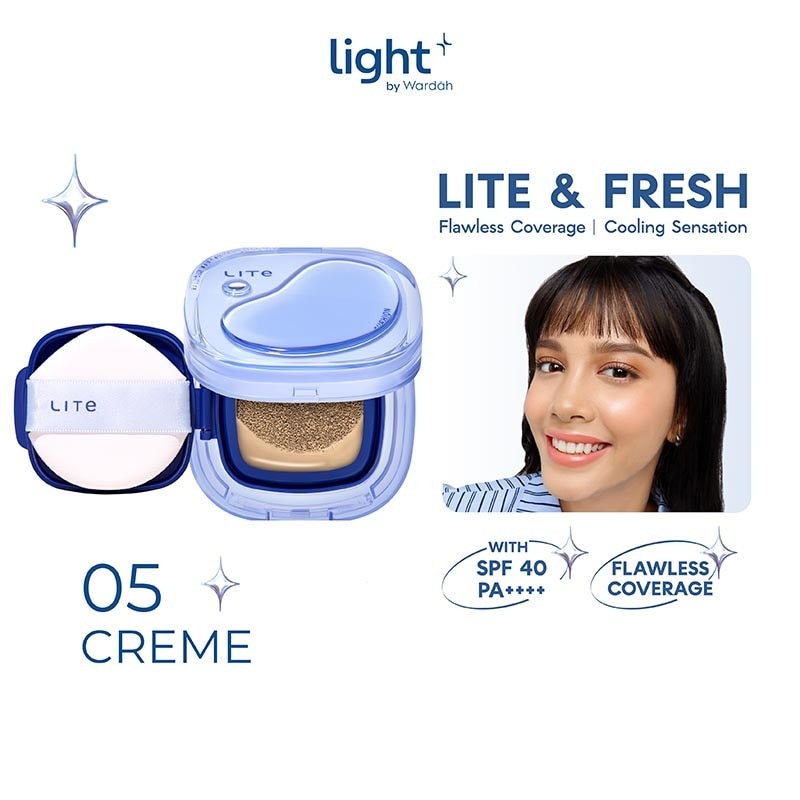 Lite Skin Filter Cushion 05 Crème 11g - MakeUp Ringan - Tahan 8 Jam - Flawless Coverage - Glad-Setting - BB Cream - Soft Satin and Glow - Lightening - LightPlus