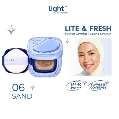 WARDAH Lite Skin Filter Cushion 06 Sand 11g - MakeUp Ringan - Tahan 8 Jam - Flawless Coverage - Glad-Setting - BB Cream - Soft Satin and Glow - Lightening - LightPlus