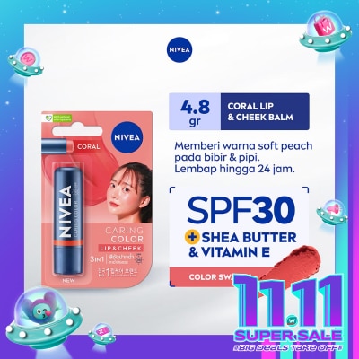 NIVEA Lip Balm Caring Color Coral 3 in 1 SPF 30 4.8g