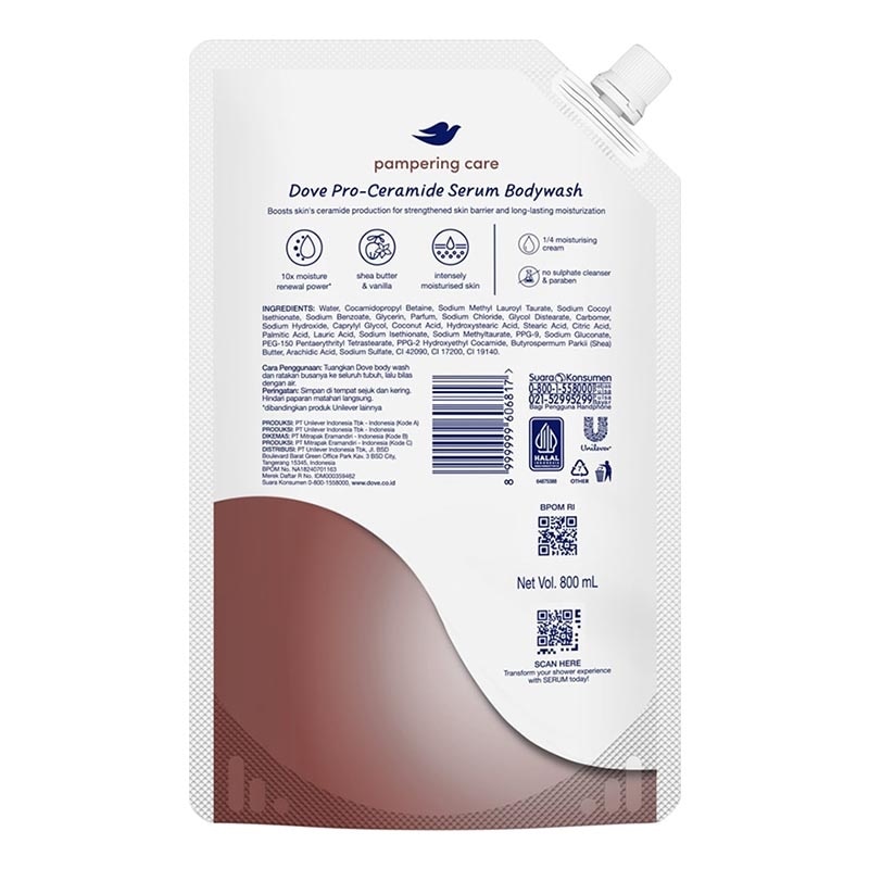 Serum Body Wash Pro-Ceramide - Pampering Care Pouch 800ml