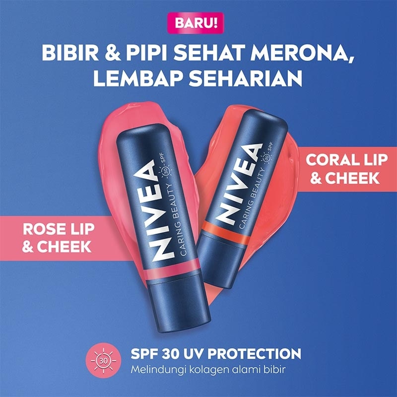 Lip Balm Caring Color Rose 3 in 1 SPF 30 4.8g
