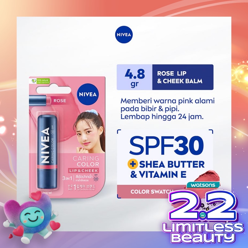 Lip Balm Caring Color Rose 3 in 1 SPF 30 4.8g