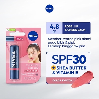 NIVEA Lip Balm Caring Color Rose 3 in 1 SPF 30 4.8g