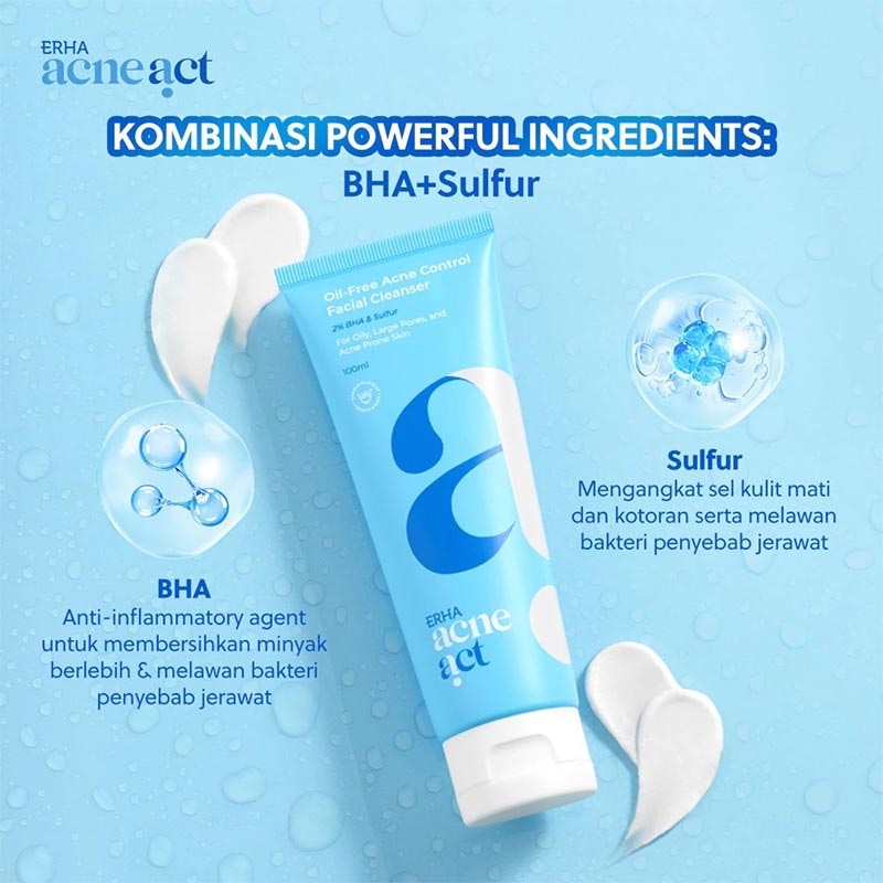 ERHA ACNEACT OILFREE &AA CLNSR 100ML NEW