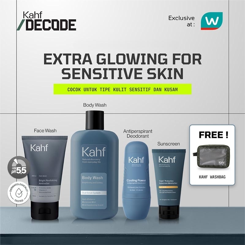 Decode Bundling Extra Glowing For Sensitive Skin - Untuk Kulit Sensitif Dan Kusam - Paket Skincare Dan Personal Care Pria