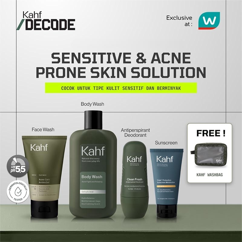 Decode Bundling Sensitive & Acne Prone Skin Solution - Untuk Kulit Sensitif Dan Berminyak - Paket Skincare Dan Personal Care Pria