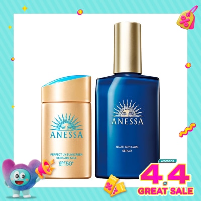 ANESSA - Day To Night (Perfect UV Sunscreen Skincare Milk 60ml & Night Sun Care Serum 180ml) - Bundle