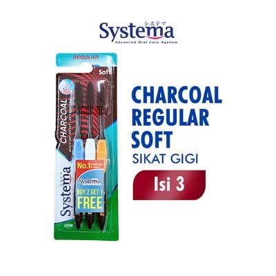 SYSTEMA - Sikat Gigi Charcoal Reguler Head 3'S
