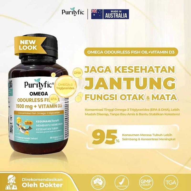 Omega Odourless Fish Oil 1500mg + Vitamin D3 30'S