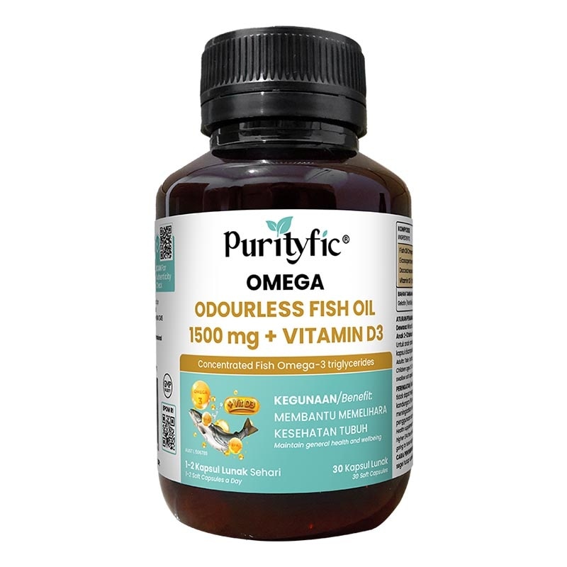 Omega Odourless Fish Oil 1500mg + Vitamin D3 30'S