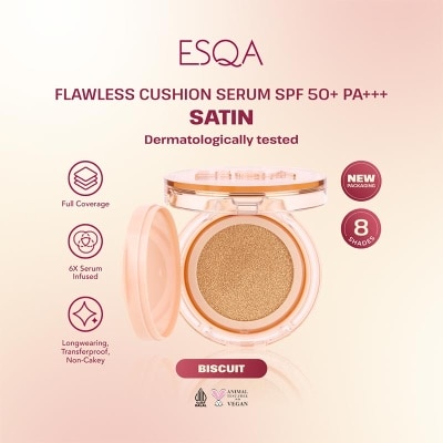 ESQA Flawless Cushion Serum SPF 50+ PA+++ Satin Biscuit 15g
