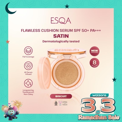 ESQA Flawless Cushion Serum SPF 50+ PA+++ Satin Biscuit 15g