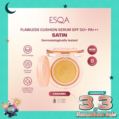 ESQA Flawless Cushion Serum SPF 50+ PA+++ Satin Caramel 15g