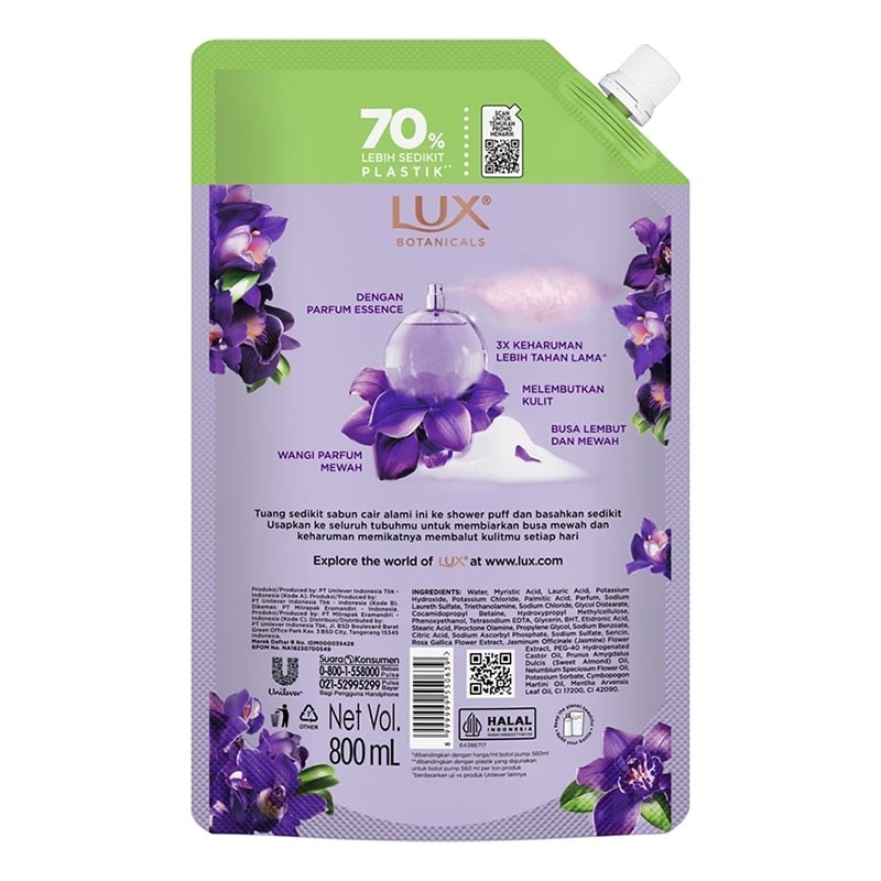 Sabun Mandi Cair Botanicals Magical Orchid Perfumed with Essence Perfume Pouch 800ml