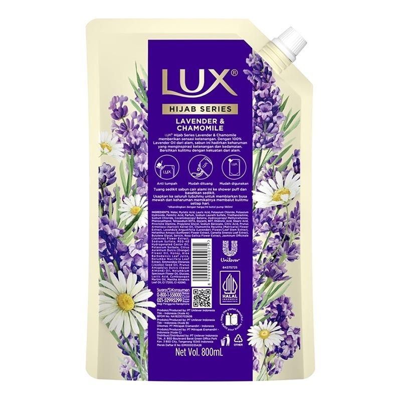 Sabun Mandi Cair Hijab Series Lavender & Chamomile Pouch 800ml