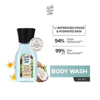 EARTH LOVE LIFE South Bali Frangipani & Tropical Coconut Water Body Wash 60ml