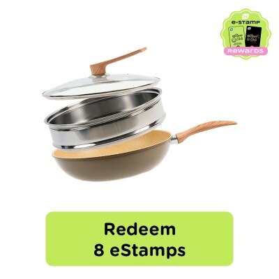 PERO PERO WOK PAN 30CM W/ LID&STEAMER ESTAMP