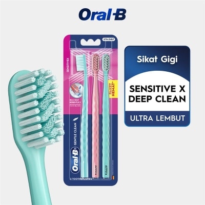 ORAL B Sikat Gigi Sensitive X Deep Clean 3'S