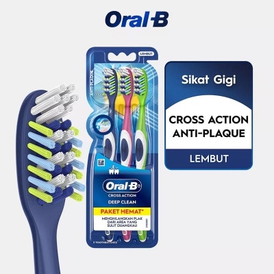 ORAL B - Sikat Gigi Cross Action Anti Plak Deep Clean 3'S