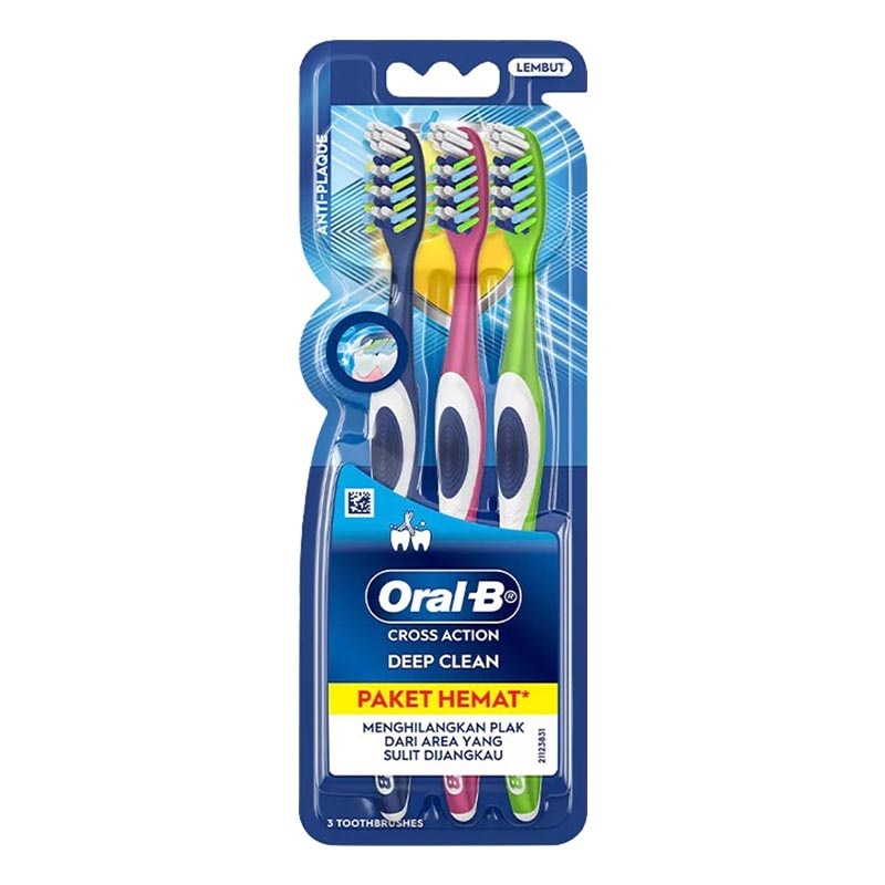 Sikat Gigi Cross Action Anti Plak Deep Clean 3'S