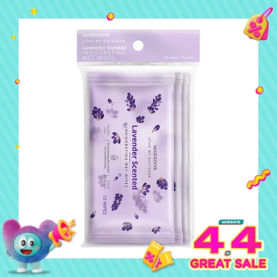 WATSONS - Lavender Scented Invigorating Wet Wipes 3X10'S