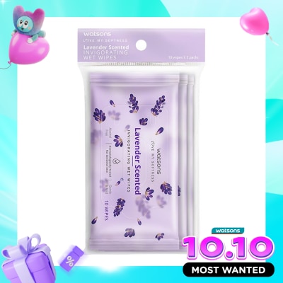 WATSONS COLLECTION Lavender Scented Invigorating Wet Wipes 3X10'S image