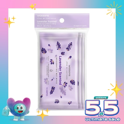 WATSONS - Lavender Scented Invigorating Wet Wipes 3X10'S