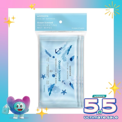 WATSONS - Ocean Scented Invigorating Wet Wipes 3X10'S