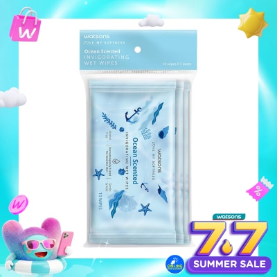 WATSONS COLLECTION - Ocean Scented Invigorating Wet Wipes 3X10'S