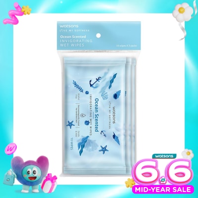 WATSONS COLLECTION - Ocean Scented Invigorating Wet Wipes 3X10'S
