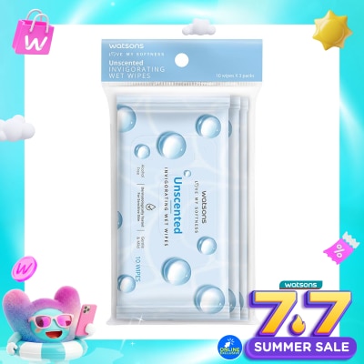 WATSONS COLLECTION - Unscented Invigorating Wet Wipes 3X10'S