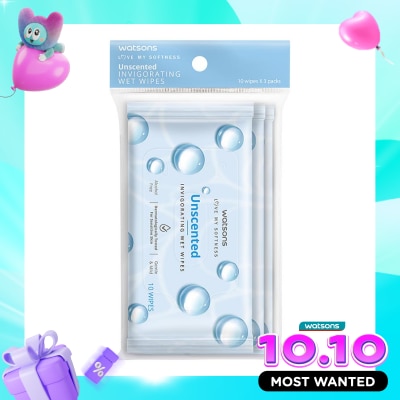 WATSONS COLLECTION Unscented Invigorating Wet Wipes 3X10'S image